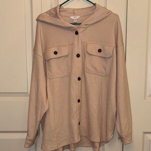 NWT  16-18 Time and Tru Tan Hooded Knit Shirt